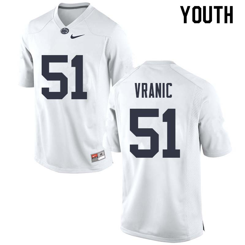 Youth #51 Jason Vranic Penn State Nittany Lions College Football Jerseys Sale-White